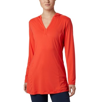 Columbia Ženske Majice S Kapuljačom - Chill River Hooded Tunic Crvene | KFDP-14903
